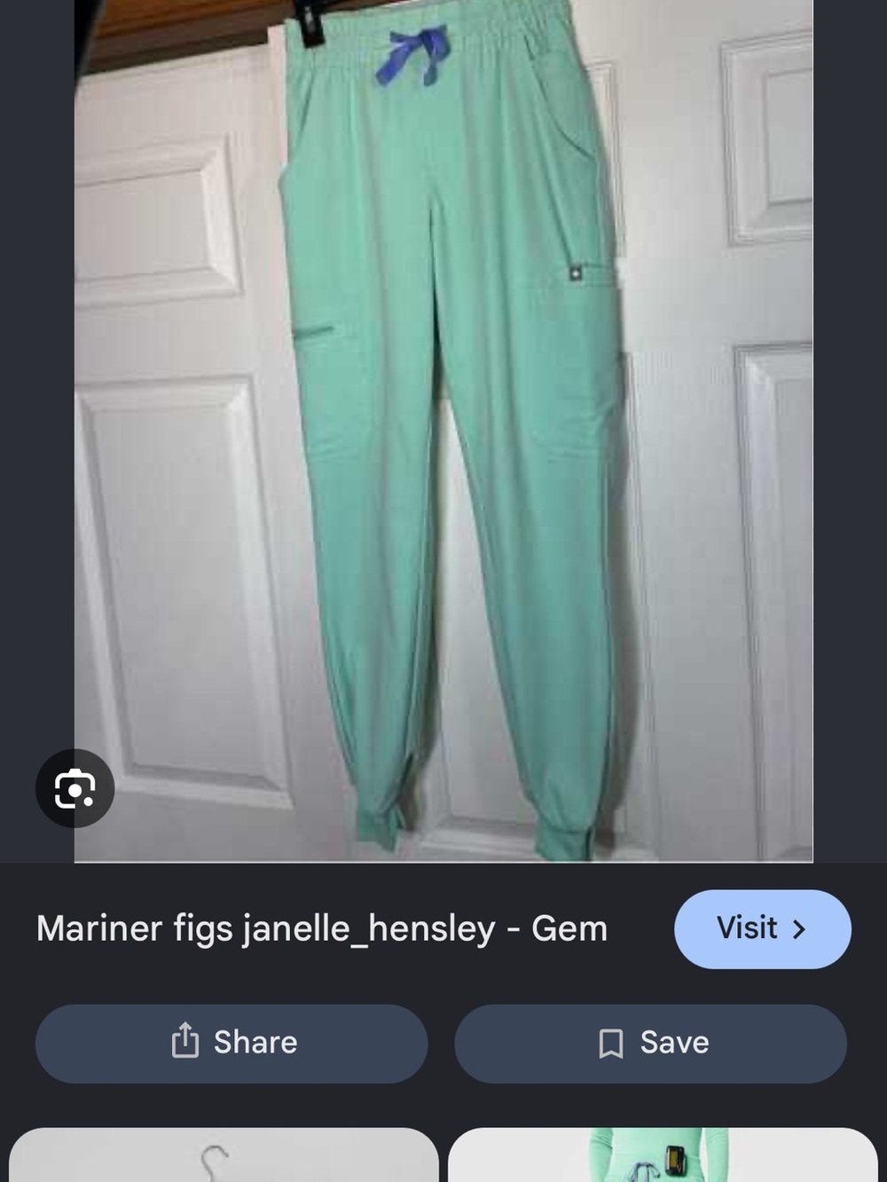 Figs Women's Gem Green Jogger Scrub Pants with Blue Drawstring